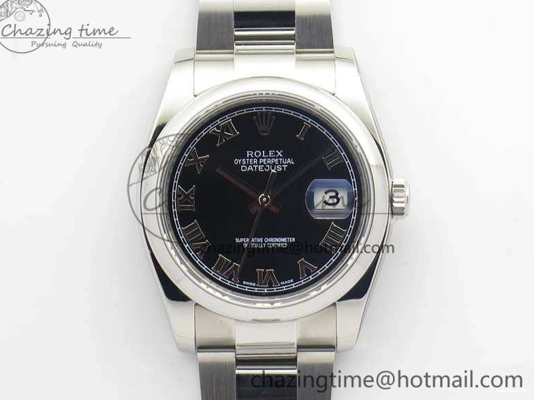 DateJust SS 36mm Best 904L SA3135 Bracelet 116200 Roman Dial SS On ARF Black Oyster 1:1 Edition 0322